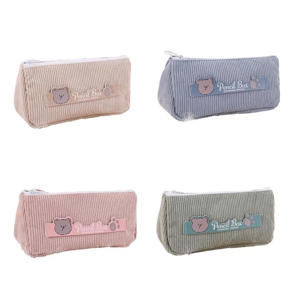

pencil bags premium cute corduroy pouch bag zipper closure pen storage