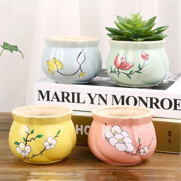 

planters & pots korean ins painted lotus succulent lace ceramic flowerpot stoare simple green plant potted home decor balcony gardening