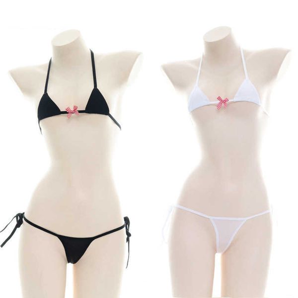 Giapponese carino micro bikini mini reggiseno e mutandine intimo donna ragazze erotico kawaii ddlg lingerie anime mucca cosplay outfit nuovo Y0911