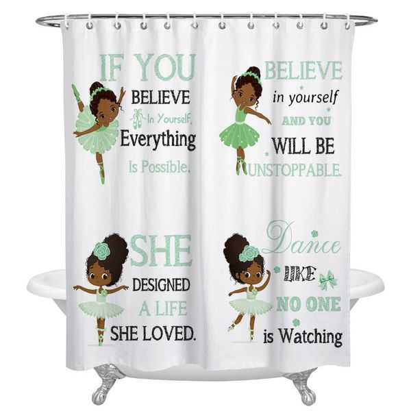 

green afro ballet little girl shower curtain home decoration bathroom item waterproof curtains