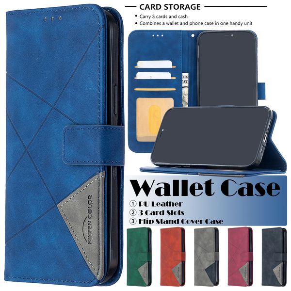 Brieftasche Telefonh￼llen f￼r iPhone 14 13 12 11 Pro Max xr xs x 7 8 plus zwei Farben PU Leder Flip Kickstand Cover H￼lle mit Kartensteckpl￤tzen