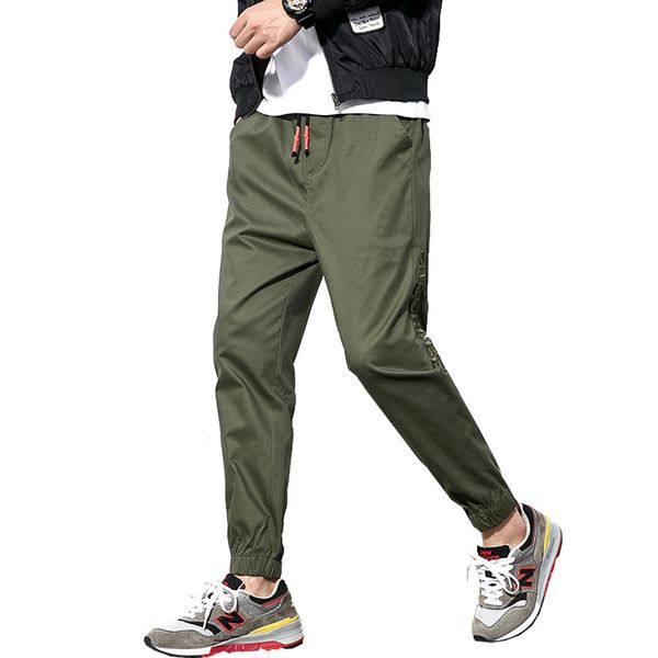 

spring male sweatpants embroidered design streetwear ankle-length corridors pants carrying gout abz169, Black