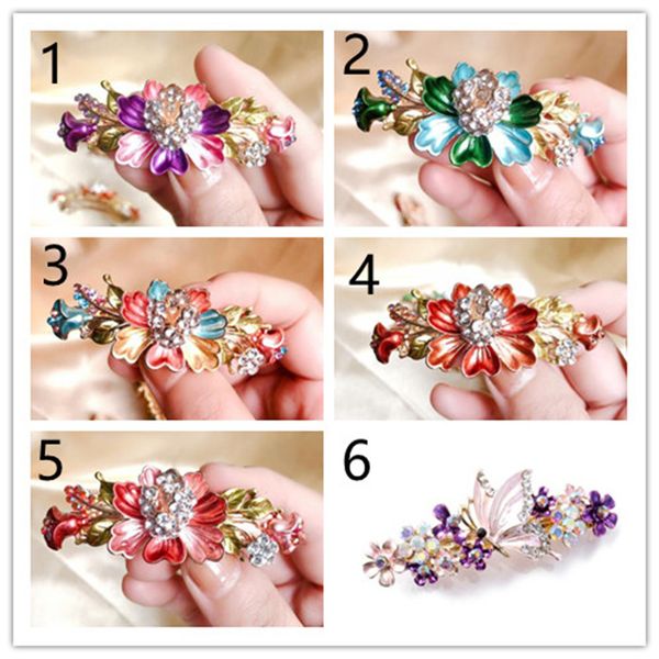 

wholesale colorful vintage flower design metal french barrettes hair clasps clips accessories women, Black;brown