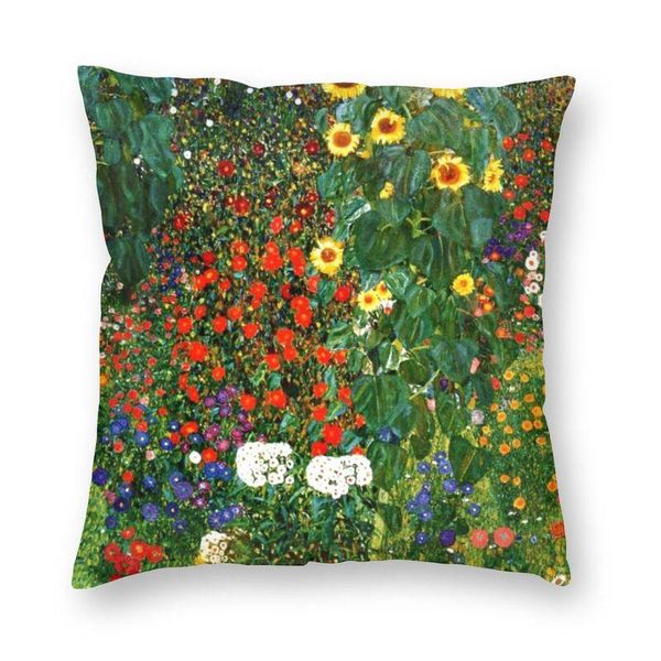 

luxury farm garden with sunflowers throw pillow case custom gustav klimt art cushion cover 45x45cm pillowcover for living room cushion/decor