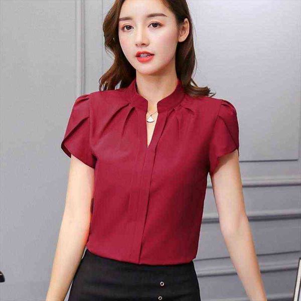 

summer korean fashion womens shirts and chiffon short sleeve white ladies