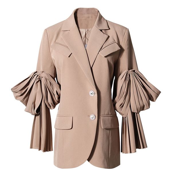 

women's suits & blazers [eam] black female jacket plissate, blazer with jagged lapel, long sleeve, spring fashion fall , 1dd6071 3brr, White;black