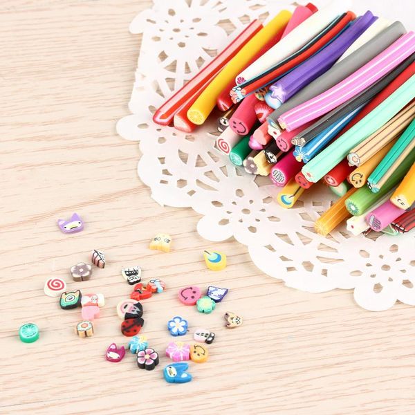 

nail glitter 50 pcs mixed styles stickers fimo polymer clay cane stick cute art decals colorful 3d diy decoration, Silver;gold