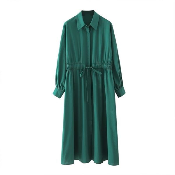 

summer cotton and polyester pleated loose green solid lace single breasted button casual women ankle-length dress 210524, Black;gray