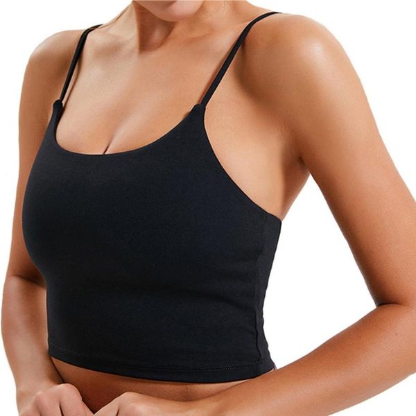

camisoles & tanks women's comfortable fitness workout running shirt yoga vest no steel support underwear padded sports bra, Black;white