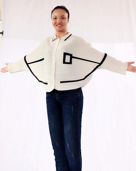 

dresses miyake fold batwing sleeve turndown collar patchwork cloak coat, White