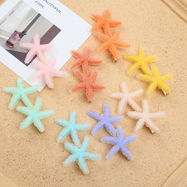 

hair accessories 1set starfish clips barrettes cute girl color matching fashion hairpins bb clip novelty styling tools, Slivery;white