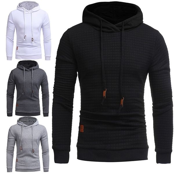 

men's long sleeved solid color hooded pullover loose sweater coat, Black