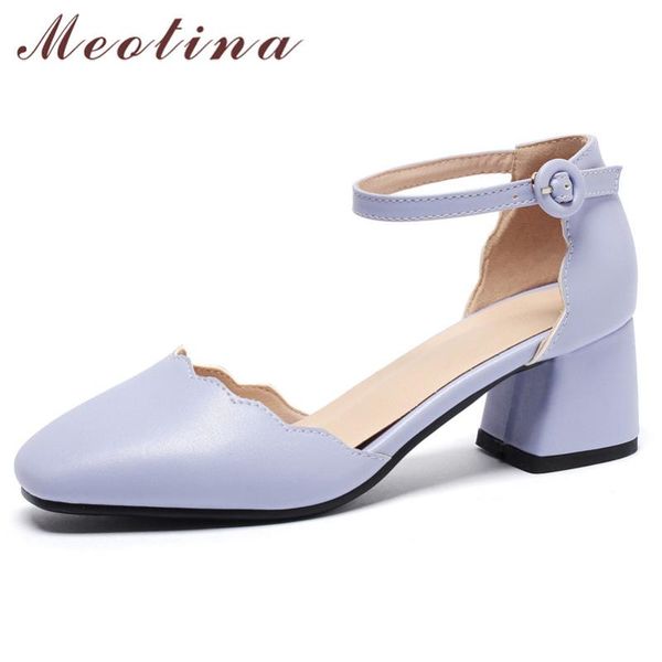 

dress shoes meotina women pumps two-piece high heel square toe block heels buckle lady footwear summer female beige pink 33-43, Black