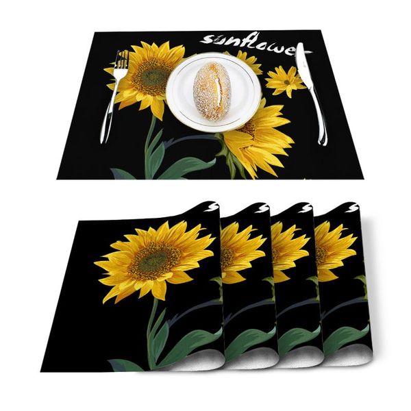 

table runner sunflower nordic black kitchen placemat for dining non-slip and heat-insulating mat decoration