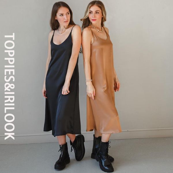 

ies 2021 women satin dress party luxury shiny sundress imitation silk fashion ladies casual dresses, Black;gray