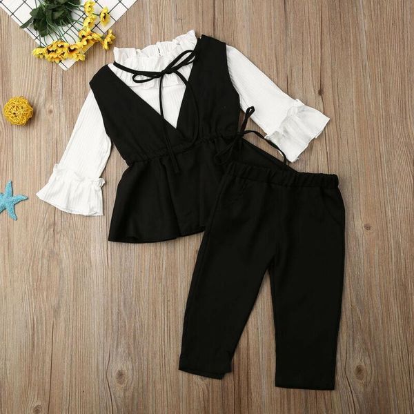 

baby kid girl suit clothes set +vest+dress pants autumn outfit clothing sets, White
