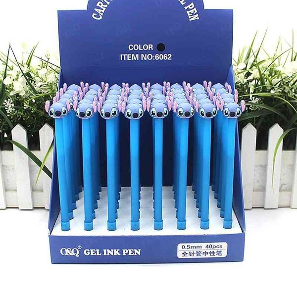 

40 pcs/lot creative stitch gel pen cute 0.5mm black ink signature pens promotional gift office school supplies 210330