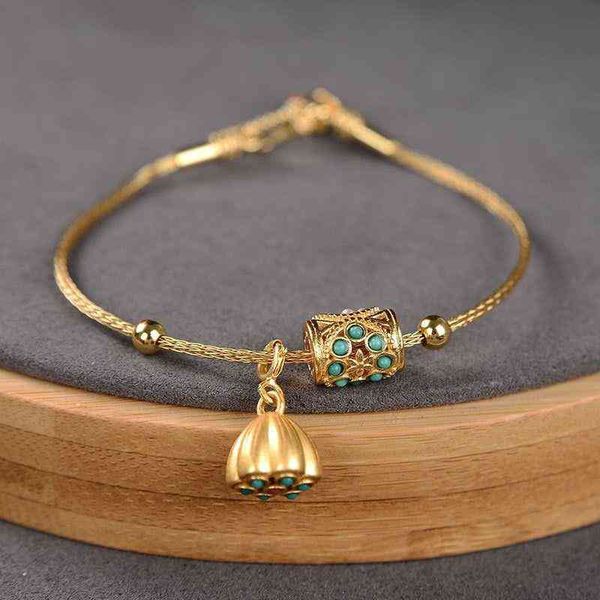 

natural hetian jade s925 sterling silver women's fashion elegance retro palace antiquity personality lotus seedpod bracelet wris, Golden;silver