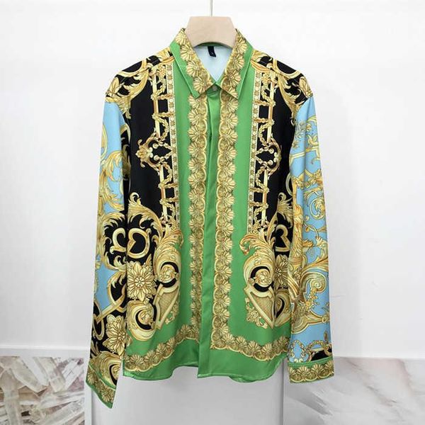 

men's casual shirts 2021 autumn spring designer retro print long sleeves c145, White;black