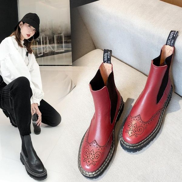 

boots 2021 season elastic woman thick inside outside full carving cloth, Black