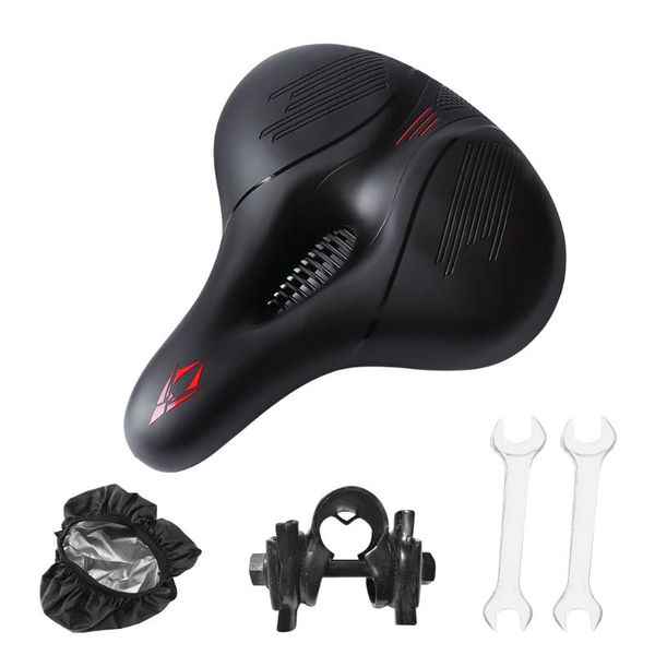 

bike saddles universal soft waterproof with handle widened cushion bicycle saddle rain cover mtb shockproof outdoor cycling ergonomic wrench