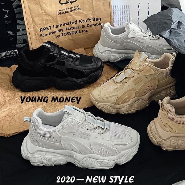 

daddy shoes men's 2021 sports casual running thick soled ins fashion, Black;white