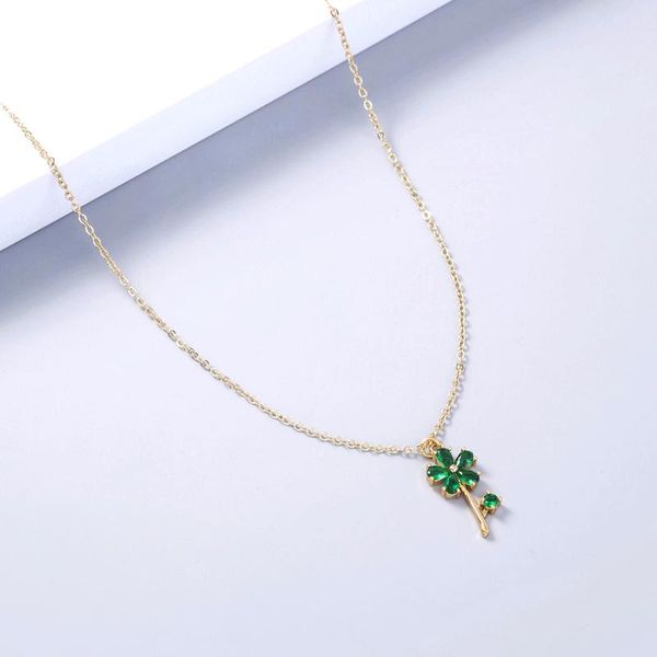 

chains creative fashion vitality green color flower necklace for women clavicle chain party jewelry accessories gifts, Silver