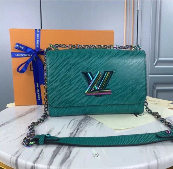 

denim shoulder m50281 color green twist brand medium handbag handbags iconic handles designer bags totes cross body bag luxury clutches