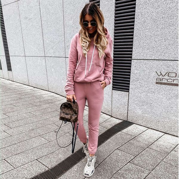 

tracksuits casual solid women's hooded sportswear 2-piece om9349, Gray