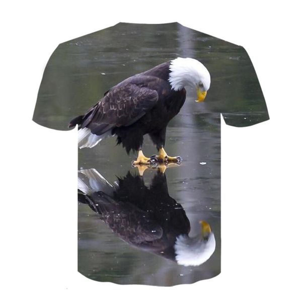 

men's 3d printed short sleeve eagle personalized loose large t-shirt, White;black