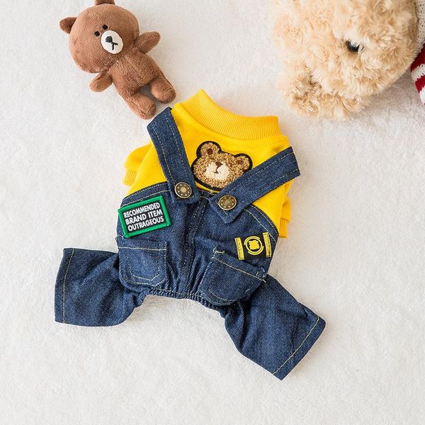 

bear overalls dog clothes small carton for dogs clothing pet outfits cute winter thermal yorkies yollow boy ropa para perro apparel