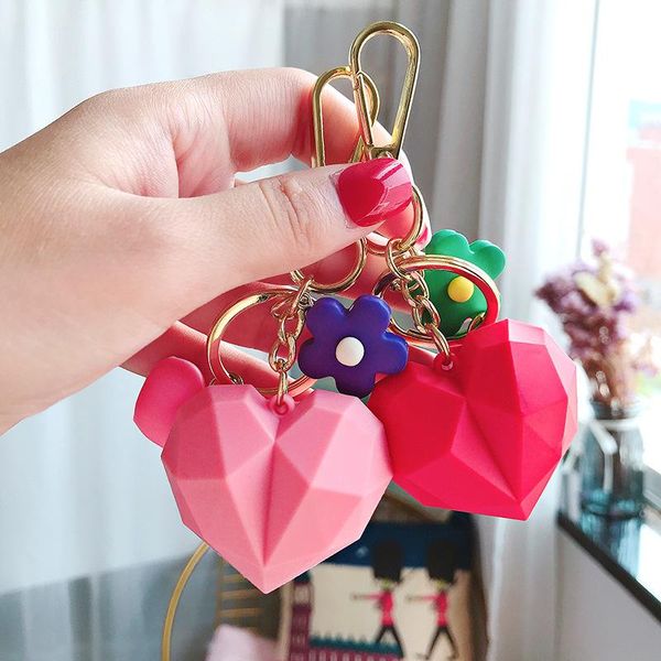 

keychains 2021 cute keychain stereo charm woman key ring creative mobile phone bag car pendant acces funny gifts, Silver