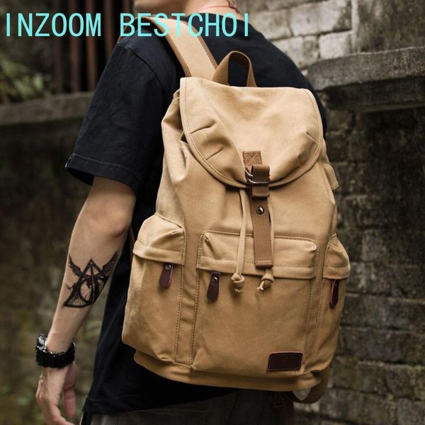 

backpack retro men's multifunctional trendy canvas student school bag large capacity outdoor leisure travel all-match package