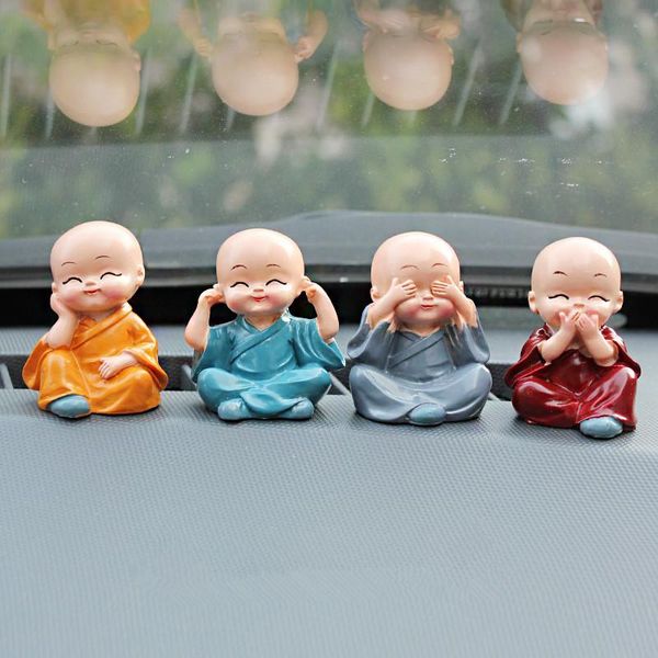 

interior decorations 4pcs/set the little monk for home figurines car decor