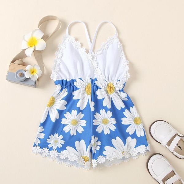 

clothing sets infant born baby girls ruffles floral printed backless suspender bodysuit sunsuit jumpsuit summer girl clothes, White