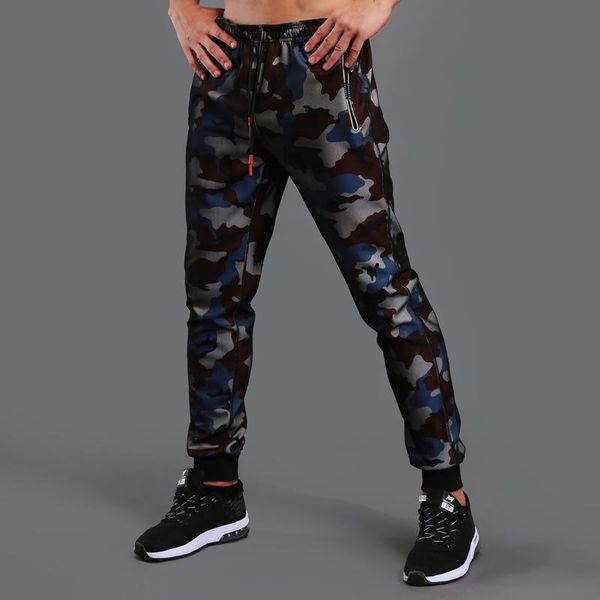 

running pants 2021 camouflage cycling sport jogging trousers sports fitness men elastic breathable training pant, Black;blue