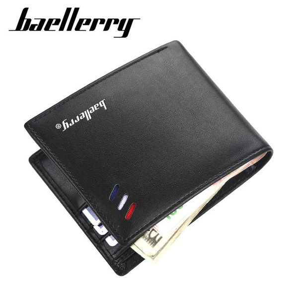 

wallets baellerry 2021 korean men bifold leather card holder male and purses for coins money clip, Red;black