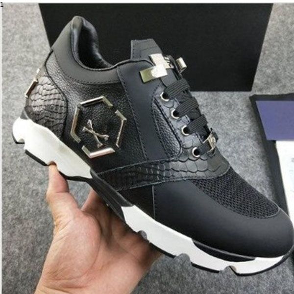 

dio men leather sneakers punk style runner, pp casual shoes decorated with iconic metal skull for time size 38-45 kmj005, Red;white