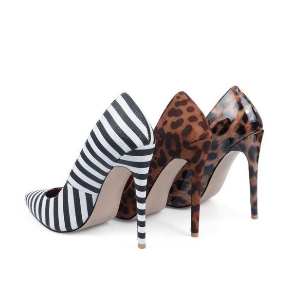 

dress shoes pointed stilettos large size 40-43 leopard single women's, Black