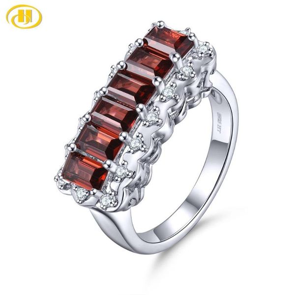 

cluster rings hutang mozambique garnet 925 silver ring genuine red gemstone solid sterling vintage fine elegant women jewelry, Golden;silver