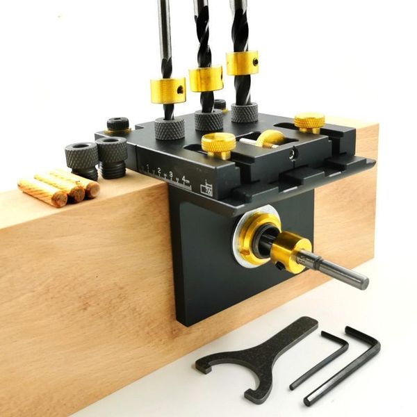 

professional hand tool sets 3 in 1 woodworking doweling jig kit with positioning clip adjustable drilling guide puncher locator carpentry to