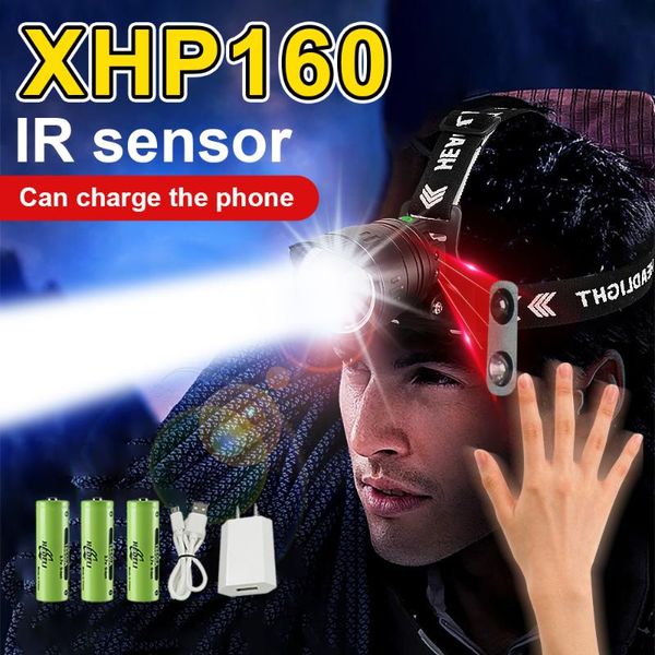 

headlamps super bright headlamp xhp160 xhp99 ir sensor led head lamp zoomable torch rechargeable 18650 waterproof lantern