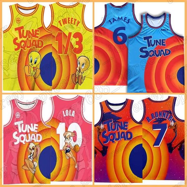 Uzay Jam Jersey Film Tune Squad LeBron 1/3 Tweety 6 James Mens 10 Lola Bunny 7 R.Runner Basketbol 2 D.Duck 23 Michael! Taz Bugs Bunny