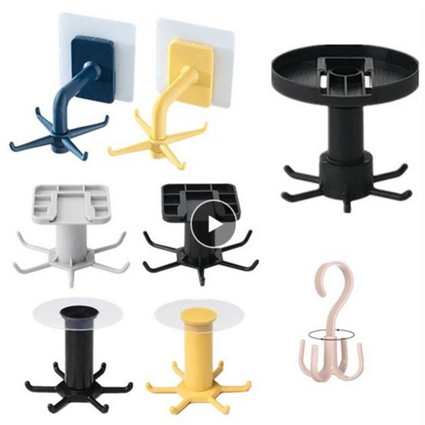 

hooks & rails 360 degrees rotating hook kitchen accesorios storage bathroom organizar rack rotated holder wall mounted hanging