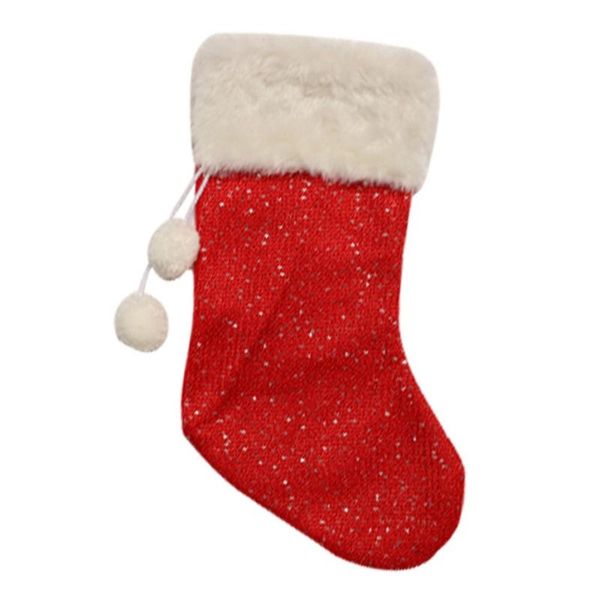 

christmas decorations stockings 18" xmas socks with plush ball gift candy treat bag for tree