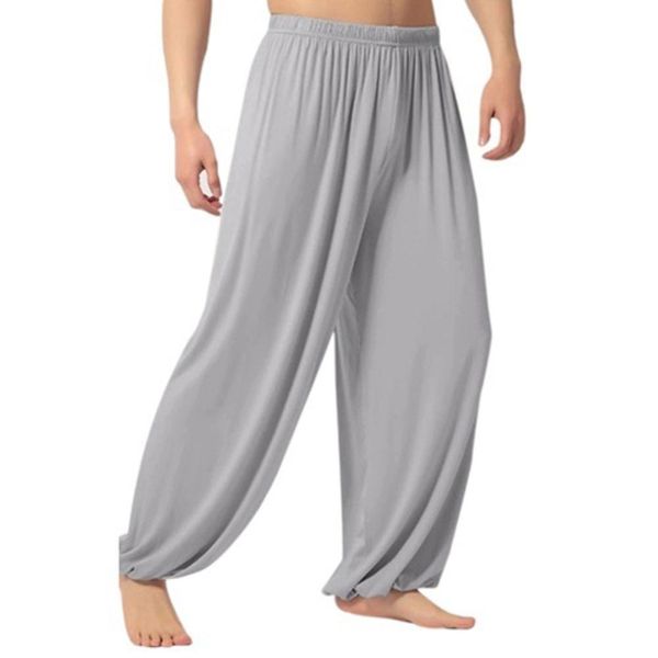 Pantaloni larghi da uomo casual in tinta unita morbidi Pantaloni da danza del ventre Yoga Harem Pantaloni 42