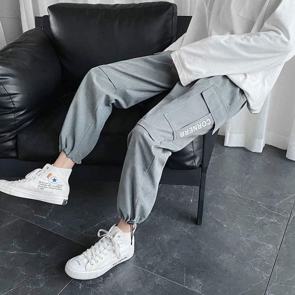 

men's pants korean fashion summer thin drawstring leggings men's, Black