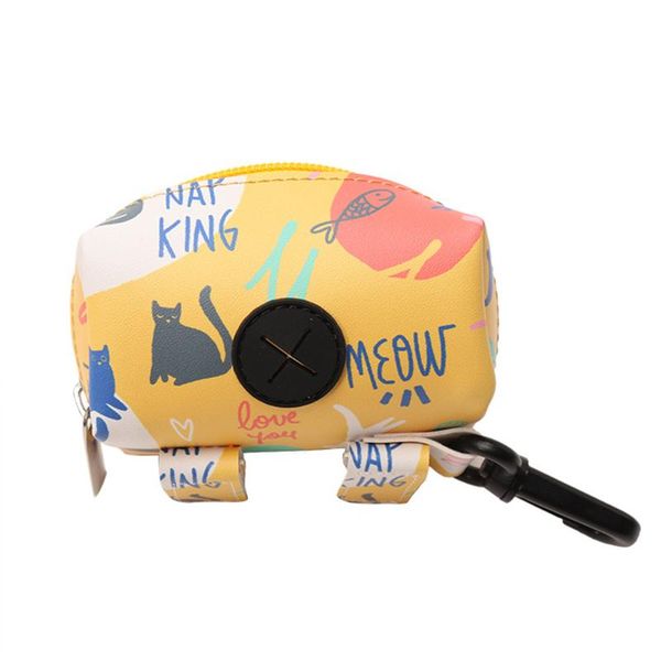 

dog travel & outdoors cute cartoon printed pet waste bag portable poop scooper bags dispenser leather trash organizers