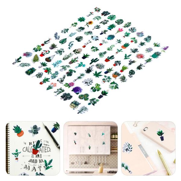 

100pcs flower potted refrigerator decals suitcase notebook plant stickers wall