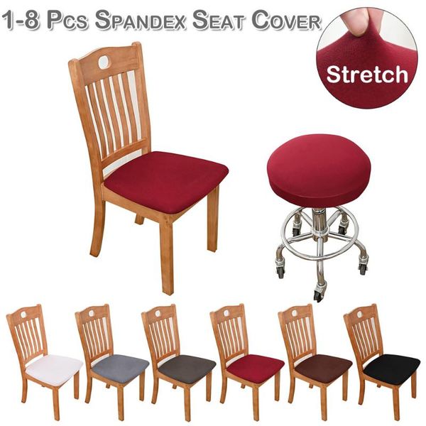 

chair covers spandex cushion solid colour dining room seat removable washable elastic slipcovers home decor d30